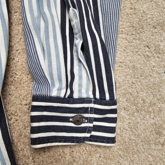 Vintage Banana Republic Safari & Travel Blue Multi Striped Button Down Shirt XL - Picture 2 of 9